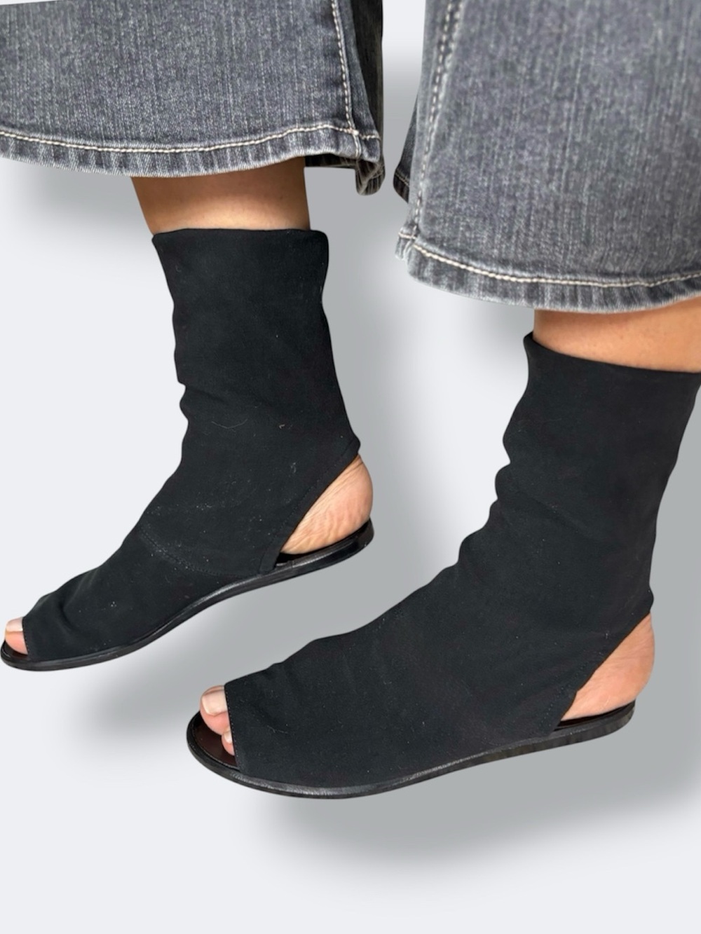 Donna Karan New York Black Open-Toe Sock Sandals size 7
